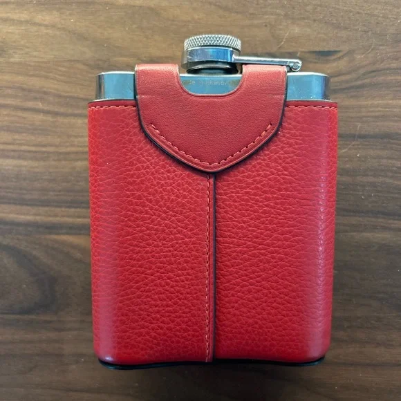 Coach Red Leather Flask - Picture 2 of 8